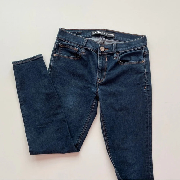 EXPRESS Mid rise Legging Denim Blue Jeans Size 4 Short Casual Everyday Jeans - Picture 3 of 8